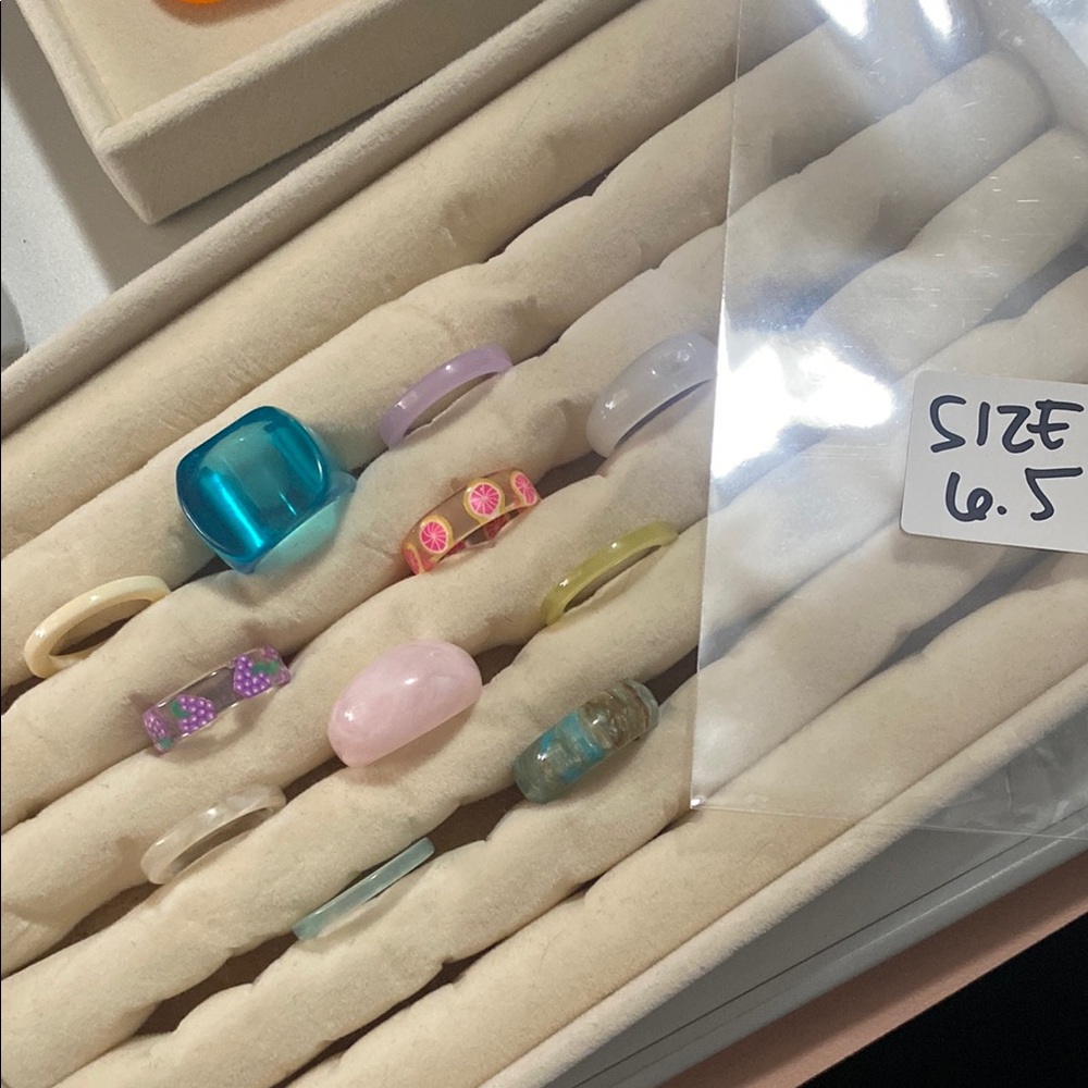 Colorful Resin Ring Set runs smaller size 6 to 6.5